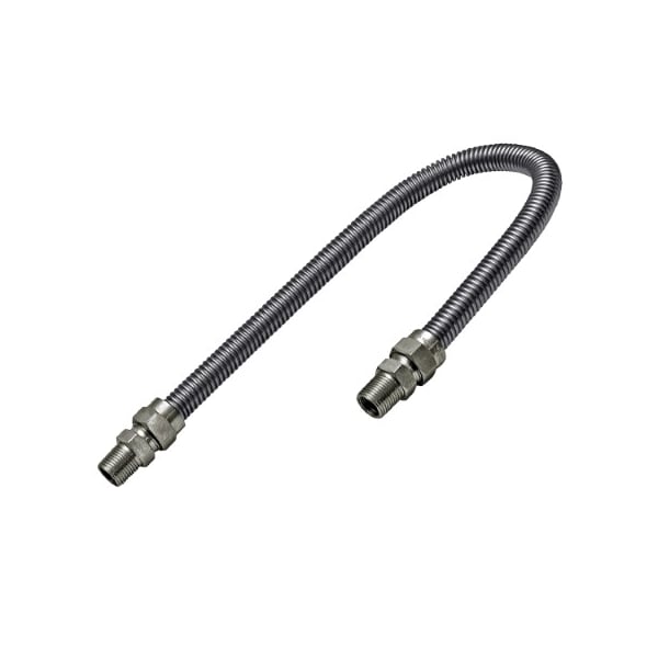 Flextron Gas Line Hose 1/2'' O.D. x 36'' Length with 3/8" MIP Fittings, Stainless Steel Flexible Connector FTGC-SS38-36G - main